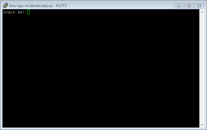 Putty login screen Putty login screen
